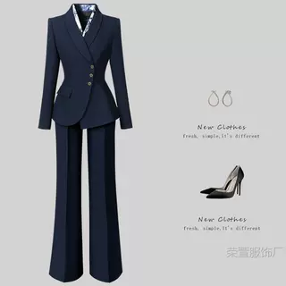 青果领设计感职业西装套装女春秋气质修身售楼部珠宝店前台工作服