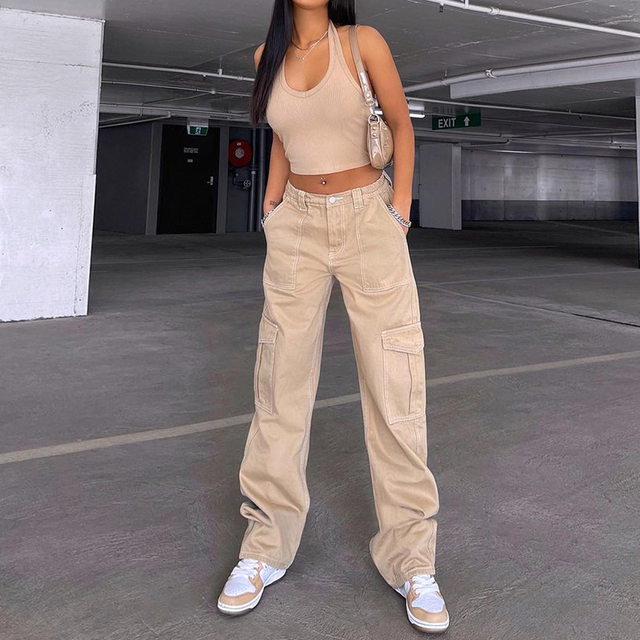 Cargo Pants Women High Waist Casual Work Pants Solid Stretch High Waist  Straight Trousers Cargo Pants For Women Plus Size - AliExpress