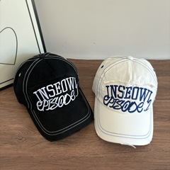 2025 春と秋の新刺繍文字野球帽韓国語版多用途顔小学生カップルひさしキャップ男性帽子