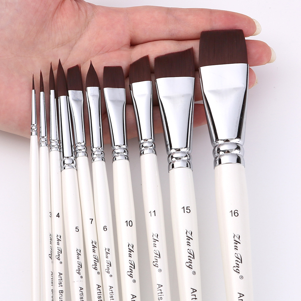 Cepillo especial para pintura facial, pincel, juego de 17 bolígrafos de gancho, bolígrafos en relieve, cepillos de fila, picos planos, picos oblicuos, pétalos