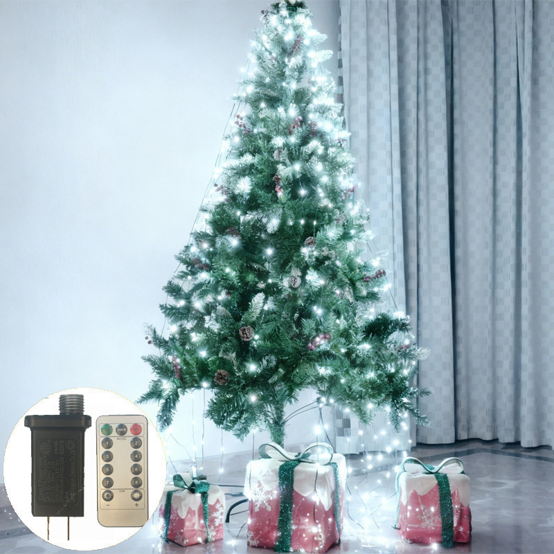 Transfronterizo nuevo anillo de línea de cuero verde oscuro árbol de Navidad iluminación de techo colgante árbol decoración de color iluminación parpadeante LED string