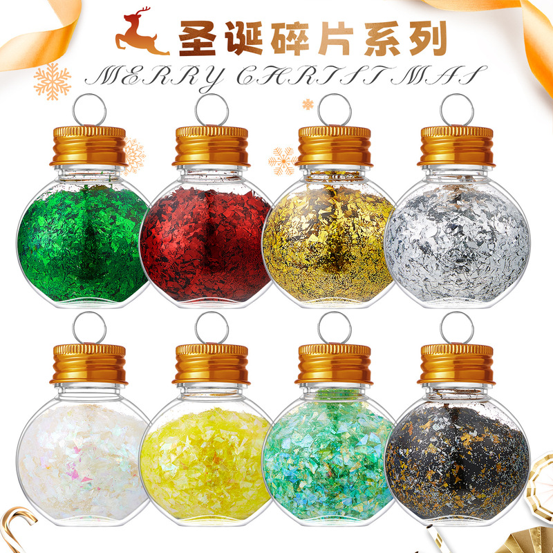 Cross Border Christmas Wish Bottle PET Glitter Fragments Nail Art Sequins Round Ball Ornaments Creative Christmas Tree DIY Pendant