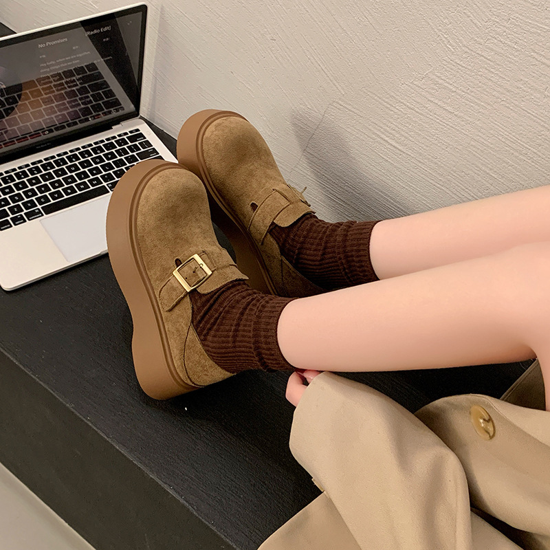 厚底高さアップビーンブーツ女性用2025春秋新作レディースシューズネットセレブ人気ブーツローファーシューズ|undefined