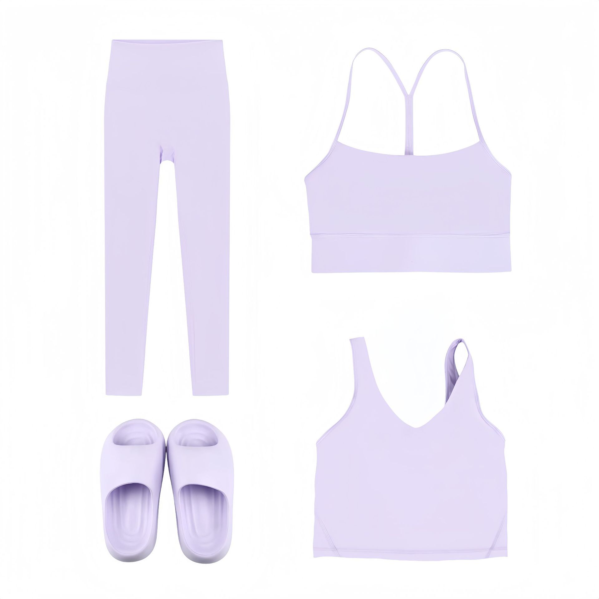 4-delige sportset dames elastische nylon gym en lounge kleding_voghion.com
