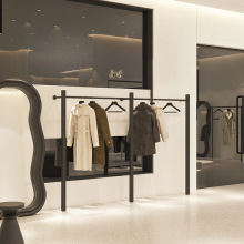 服装店创意上墙展示架黑色粗管立柱挂衣架男女装店网红陈列货架