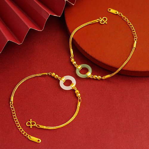New Arrival Interlocking Healthy Bead Bracelet Crafted Gemstone Vintage Extended Ring Copper Alloy Women's Elegance