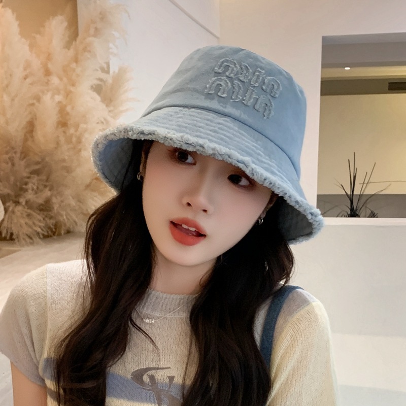 韩版秋季帽子女复古毛边牛仔渔夫帽户外遮脸百搭高级感显脸小盆帽|undefined