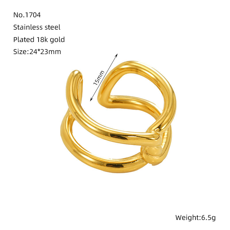 Diseño sentido geométrico anillo de anillo hueco de acero inoxidable al por mayor transfronterizo europeo y americano anudado cruzado anillo de acero de titanio femenino