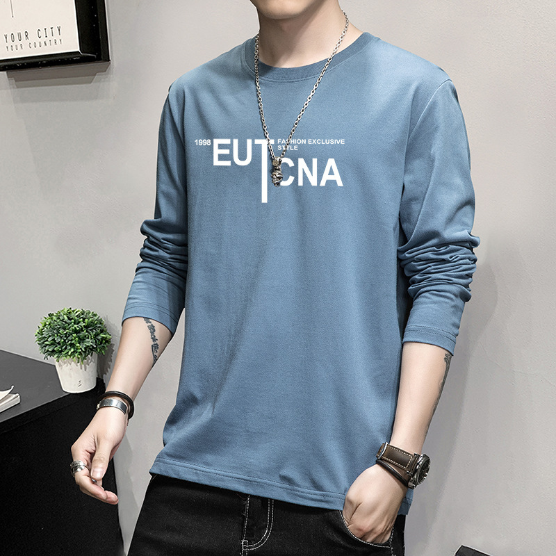 長袖Tシャツメンズトレンディブランドゆったり厚手快適通気性春夏スタイルハンサム服ラウンドネック紳士服|undefined