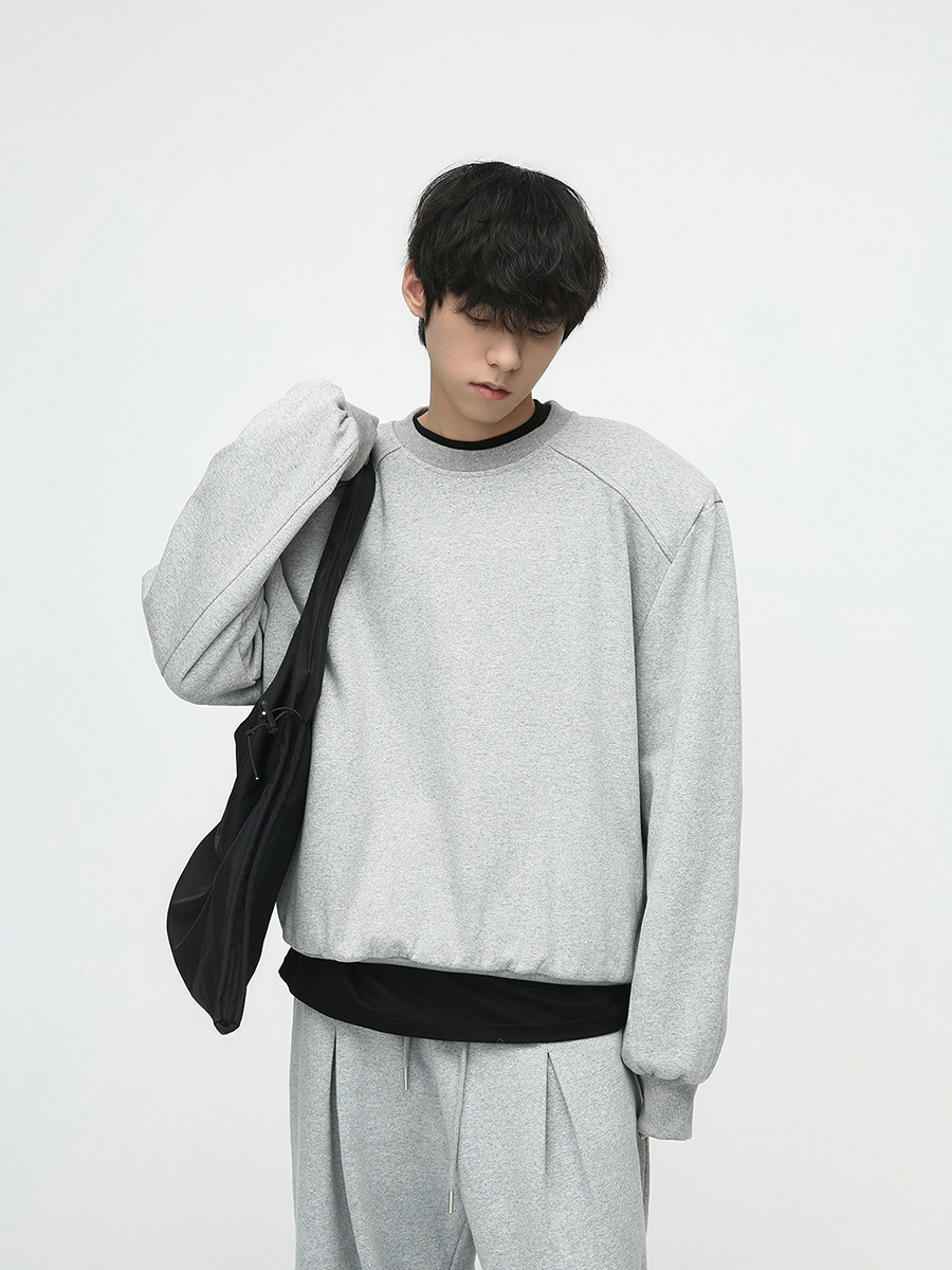 Mtlclothes ropa de Hombre | 2023 otoño nuevo estilo coreano estilo simple suelta color sólido hombro pad suéter traje moda