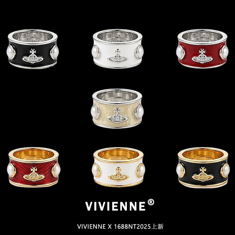Vivienne Westwood King Ring Planet Ring Saturn Mother-Of-Pearl Colorful Enamel Resin Wide Version Oil Drip Design Vivienne Westwood King Ring Planet Ring Saturn Mother-Of-Pearl Colorful Enamel Resin Wide Version Oil Drip Design