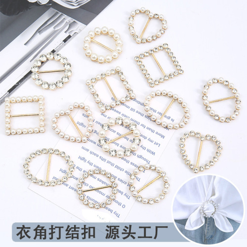 High-end metal Japanese-shaped waist buckle, silk scarf button, clothing button, T-shirt, shirt, windbreaker hem, fashionable corner knotted button