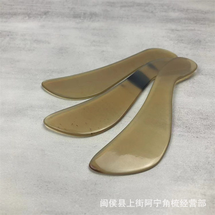 Horn Gua Sha Board Short S Shape Scraping Massage Tool for Face Eye Neck 11.5cm Natural Buffalo Horn overview
