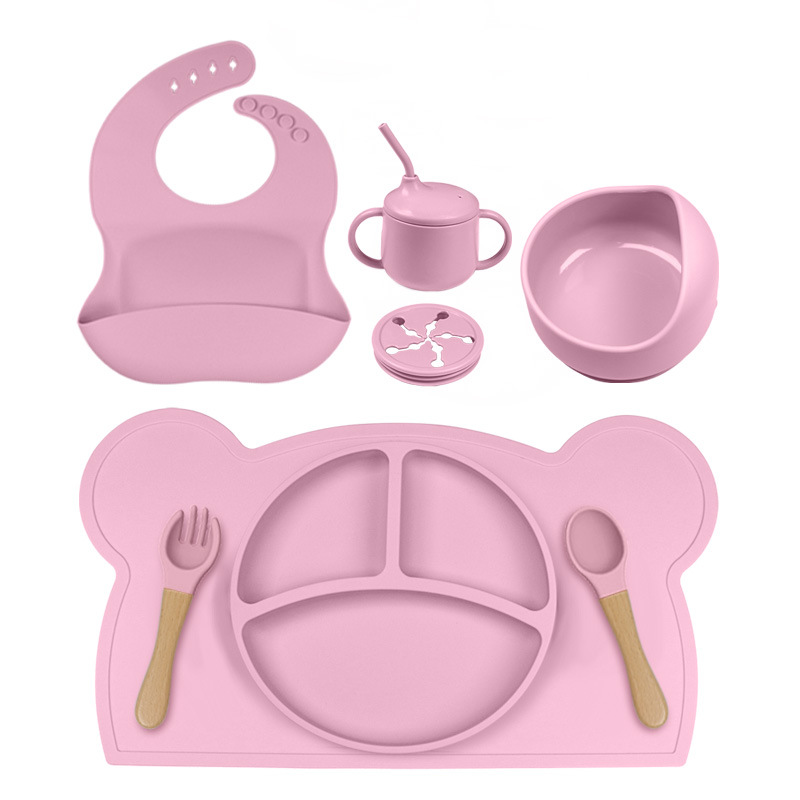 핑크 8 조각 나무 포크와 숟가락 placemat