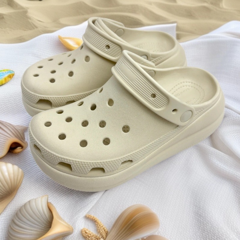 新款泡芙增高厚底Croos洞洞鞋女时尚外穿DIY沙滩鞋凉鞋花园鞋
