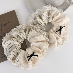 韓系花邊奶油大腸發圈女蕾絲邊秋冬高級感頭繩發繩女扎頭髮飾頭飾