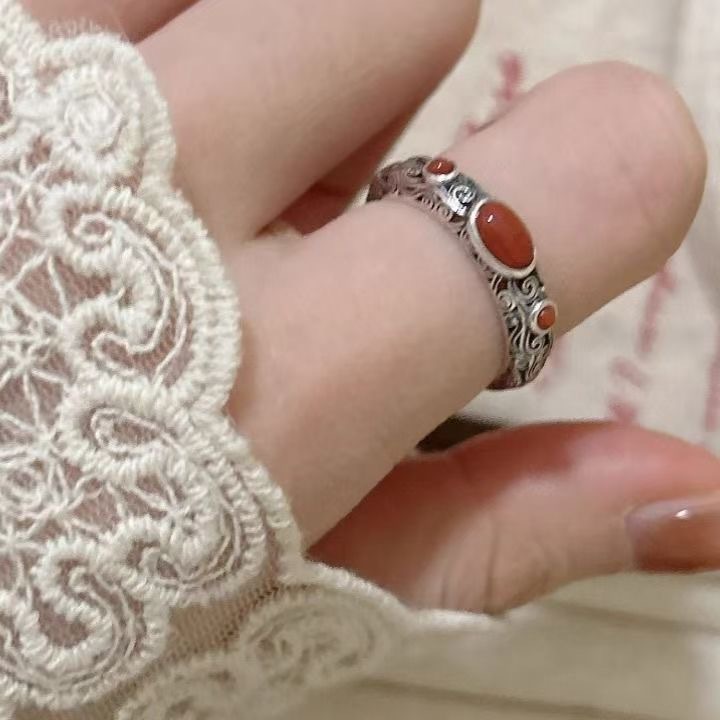 retro national trend ring ornament fu lu gourd national style adjustable opening men‘s and women‘s ring index finger creative