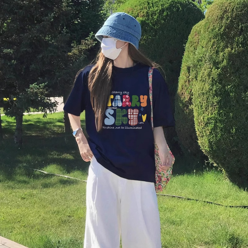 纯棉短袖t恤女 夏季2025新款黑色宽松显瘦半袖内搭打底衫体恤上衣|undefined