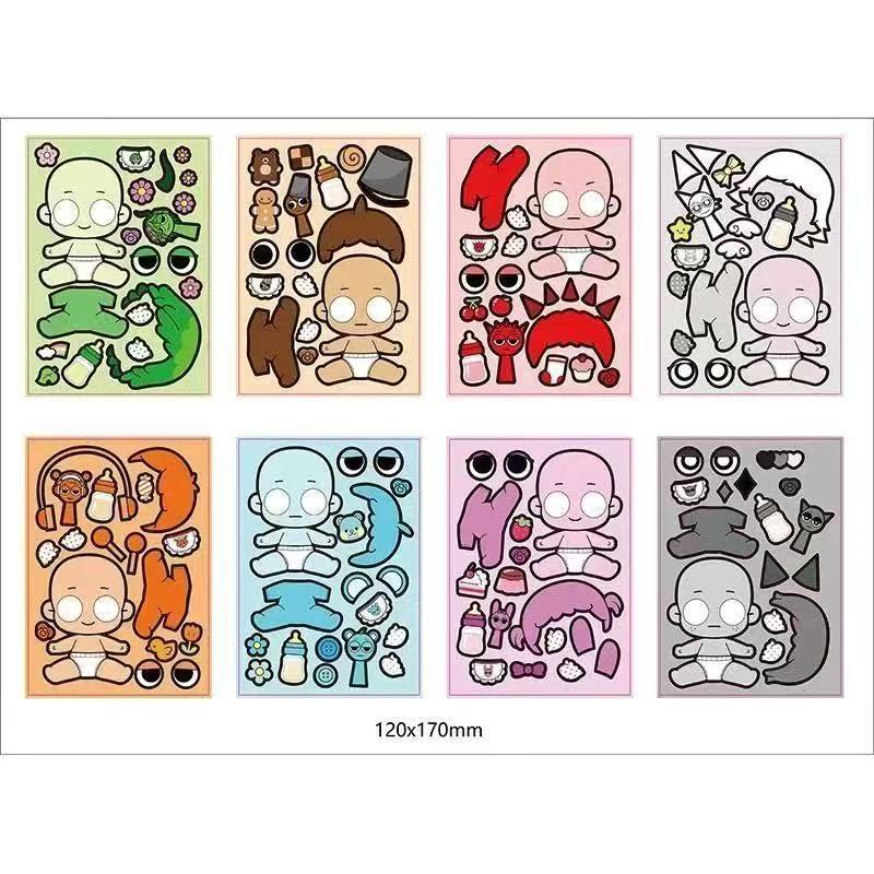 女の子と子供向けの既製のドレスアッププリンセスステッカー、知育玩具、手作りの漫画ステッカー、キラキラメイクアップステッカー|undefined