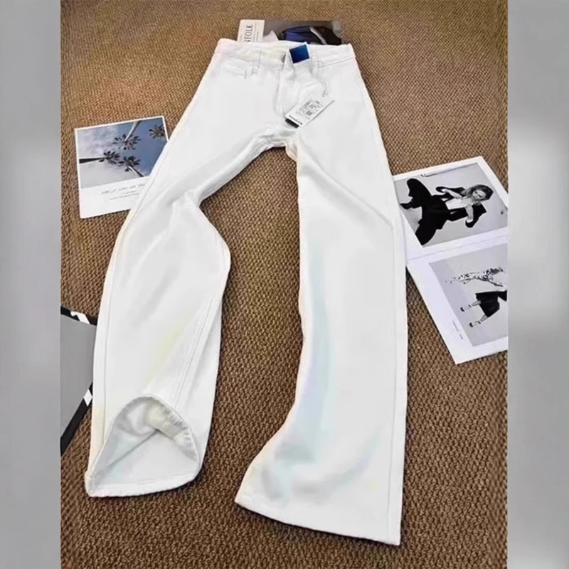 White Willow Leaf Scimitar Jeans Men's Cleanfit American High Street Vibe Stretch Slim Fit Pants Spring & Fall