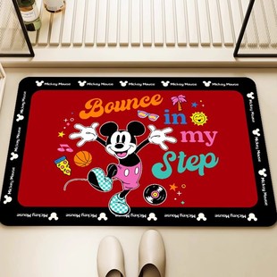 Cute Cartoon Mickey Bathroom Water Absorbent Non-Slip Foot Mat Household Kitchen Bathroom Door Dirt Resistant Easy-care Floor Mat