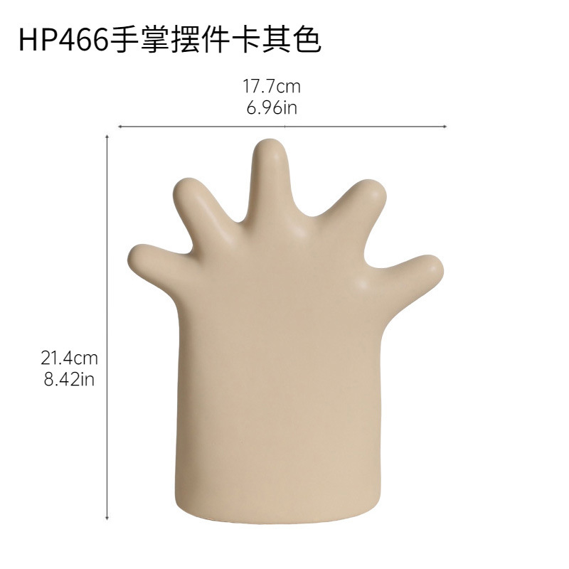 Wabi-Jifeng Decoración de palma de cerámica simple Joyas Estante de anillo Soporte de almacenamiento Estante de exhibición Accesorios de exhibición Decoración suave