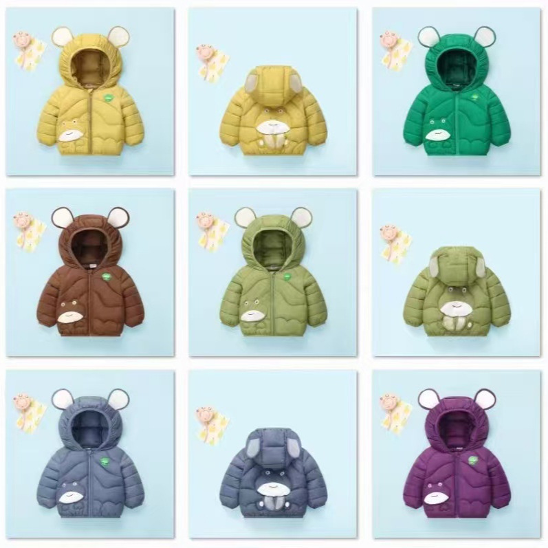 ropa de algodón de pluma unida para bebés y niños pequeños, ropa de algodón de rana encapuchada recién nacida