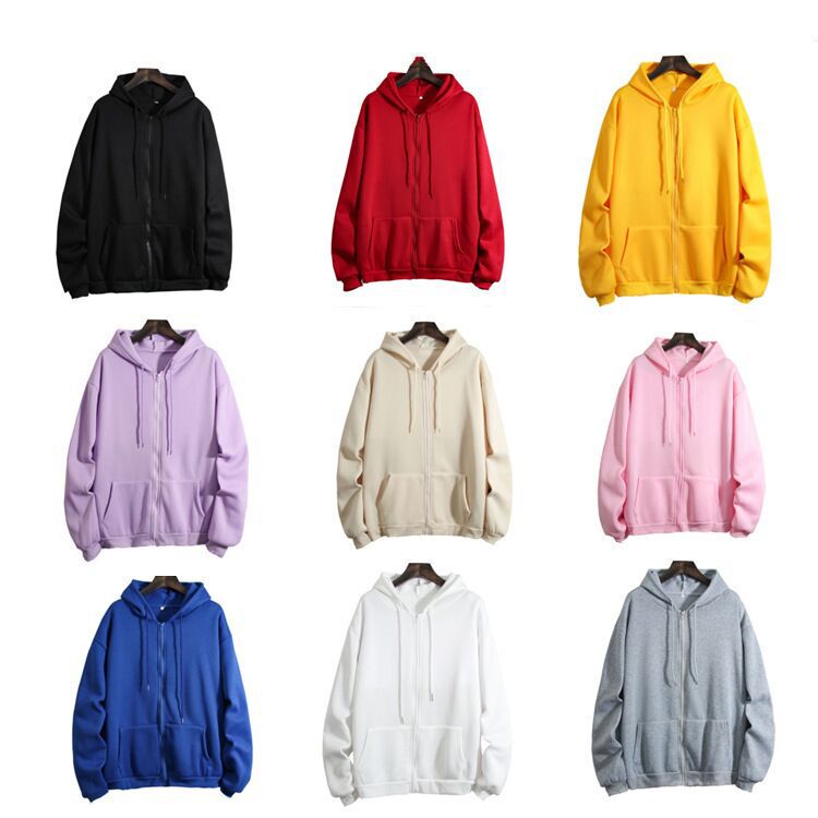 Blank hooded sweater men's and women's clothing plus size loose zipper cardigan casual jacket fleece-lined top sportswear Blank hooded sweater men's and women's clothing plus size loose zipper cardigan casual jacket fleece-lined top sportswear