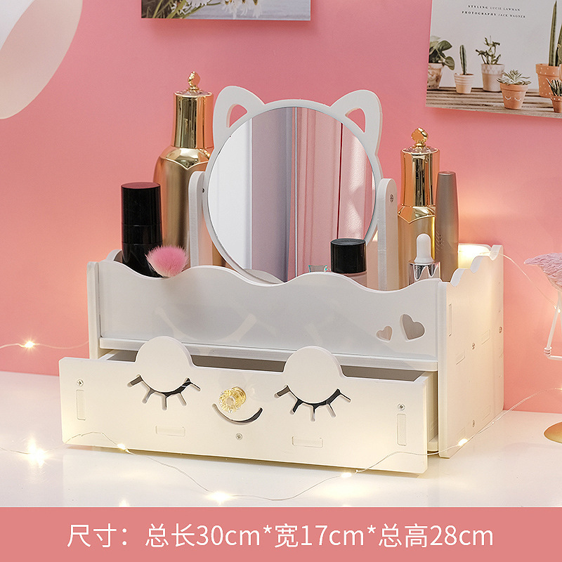 Espejo de maquillaje espejo portátil de niña red red escritorio espejo de vestir dormitorio de estudiantes梳妆台 simple espejo con caja de almacenamiento