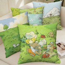 卡通治愈绿色ins春天抱枕客厅沙发床上靠垫办公室靠枕腰枕可拆洗