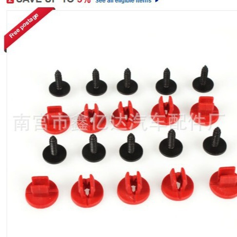 Adecuado para Ford 10 unids/pack metal Fender 6*16m tornillos J199 + coche cabeza redonda luz del asiento de uñas hebilla K28 rojo