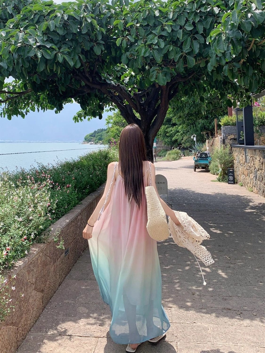 Đầm maxi nữ thắt eo chất voan gradient họa tiết bãi biển mùa hè 2026 — Đầm voan (Version), Đầm voan (phiên bản thường) chi tiết 18