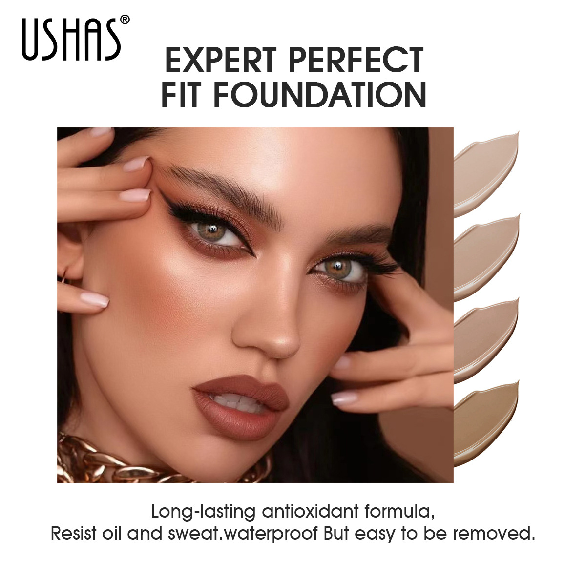 USHAS punto transfronterizo venta caliente impermeable fondo líquido de cubierta completa líquido de base opacador líquido de fondo líquido impermeable natural y duradero maquillaje