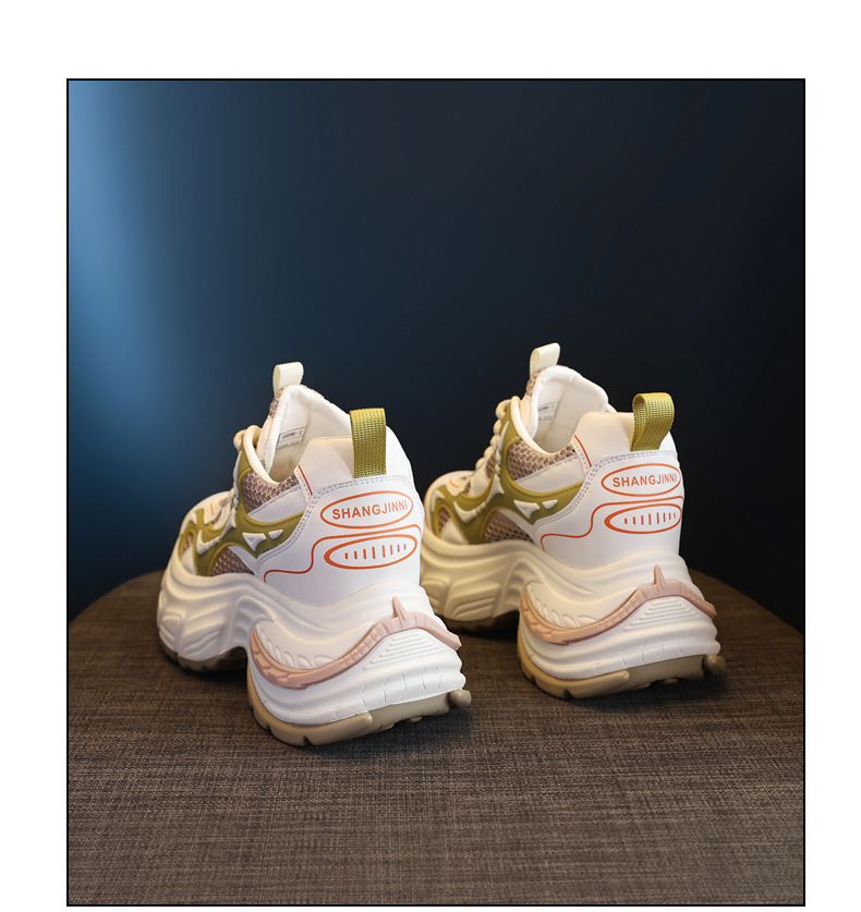 Giày sneaker nữ đế dày tăng chiều cao lưới thoáng khí — Màu trắng chi tiết 20