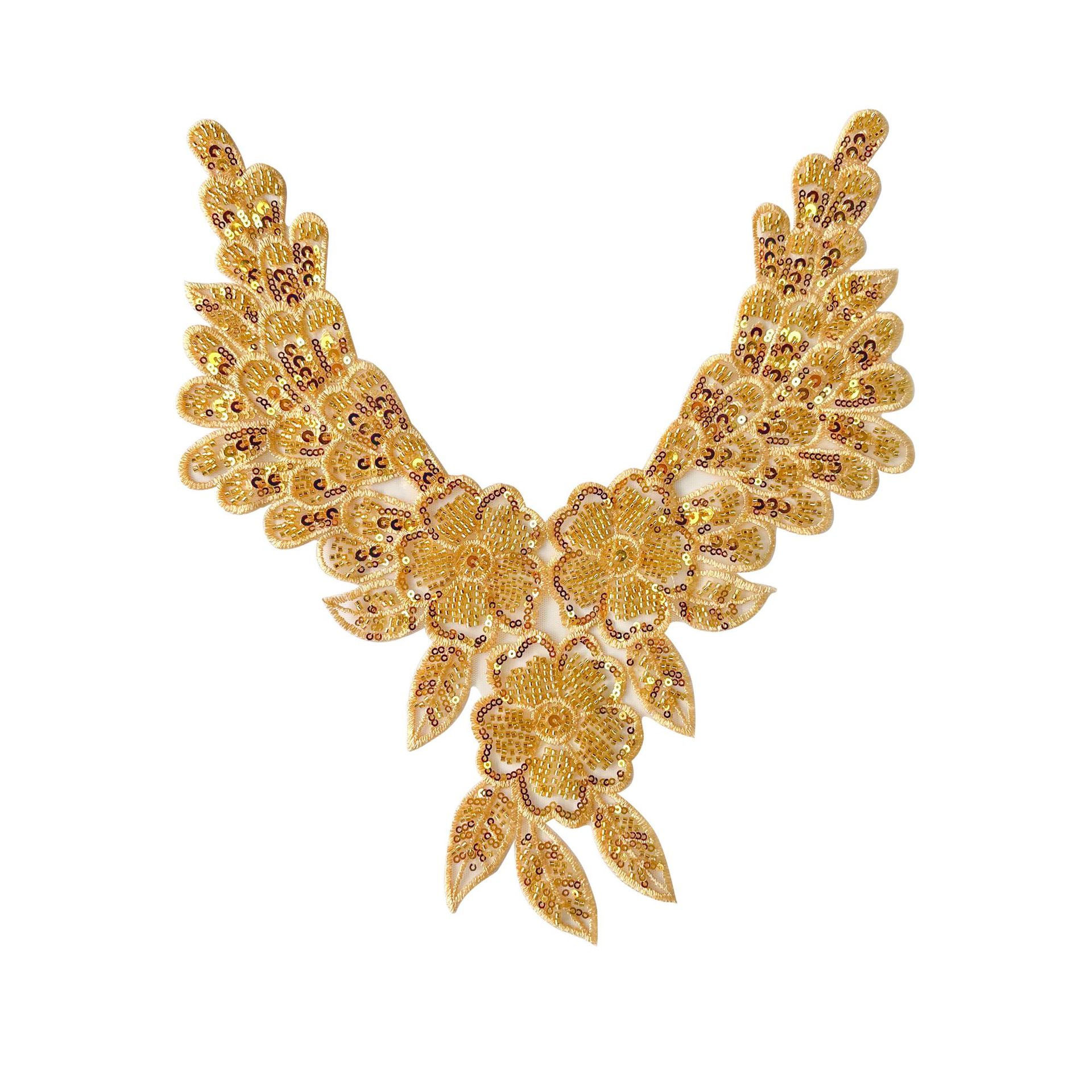 Parche de ramillete bordado con cuentas doradas, exquisito vestido de flor en forma de hoja, accesorios de decoración de vestido de novia image 6