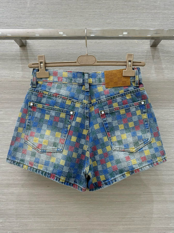 深セン南友25春夏新色チェッカーボードストレートデニムショートパンツ、ミッドハイウエストデザイン、ファッショナブルでスリム|undefined