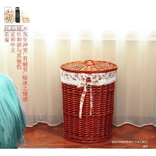 家居美式客厅竹筐学生放衣服收纳角落筐藤筐箩筐竹藤时尚鞋套藤制