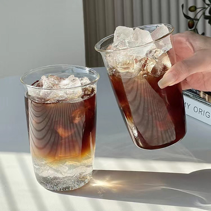 Factory wholesale ins high color value coffee shop cup borosilicate glass cup coffee cold drink cup simple water cup