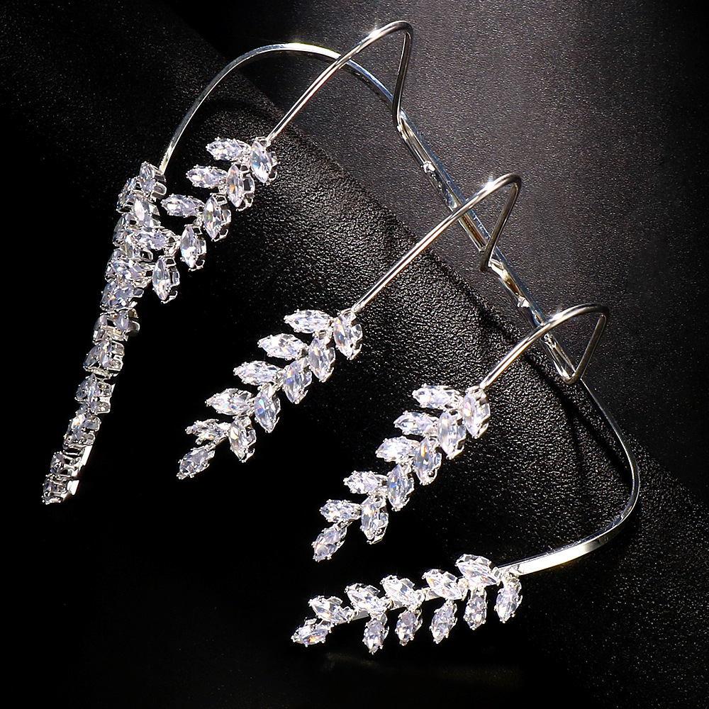 AliExpress Venta caliente hojas circón pulsera de lujo nupcial pulsera abierta accesorios de moda pulsera