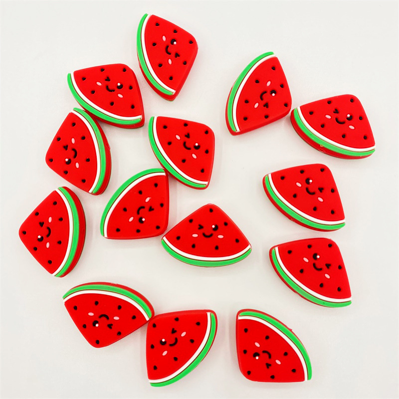 廠家供應 硅膠珠子 卡通西瓜珠子食品級奶嘴鏈安撫鏈配件 可制定