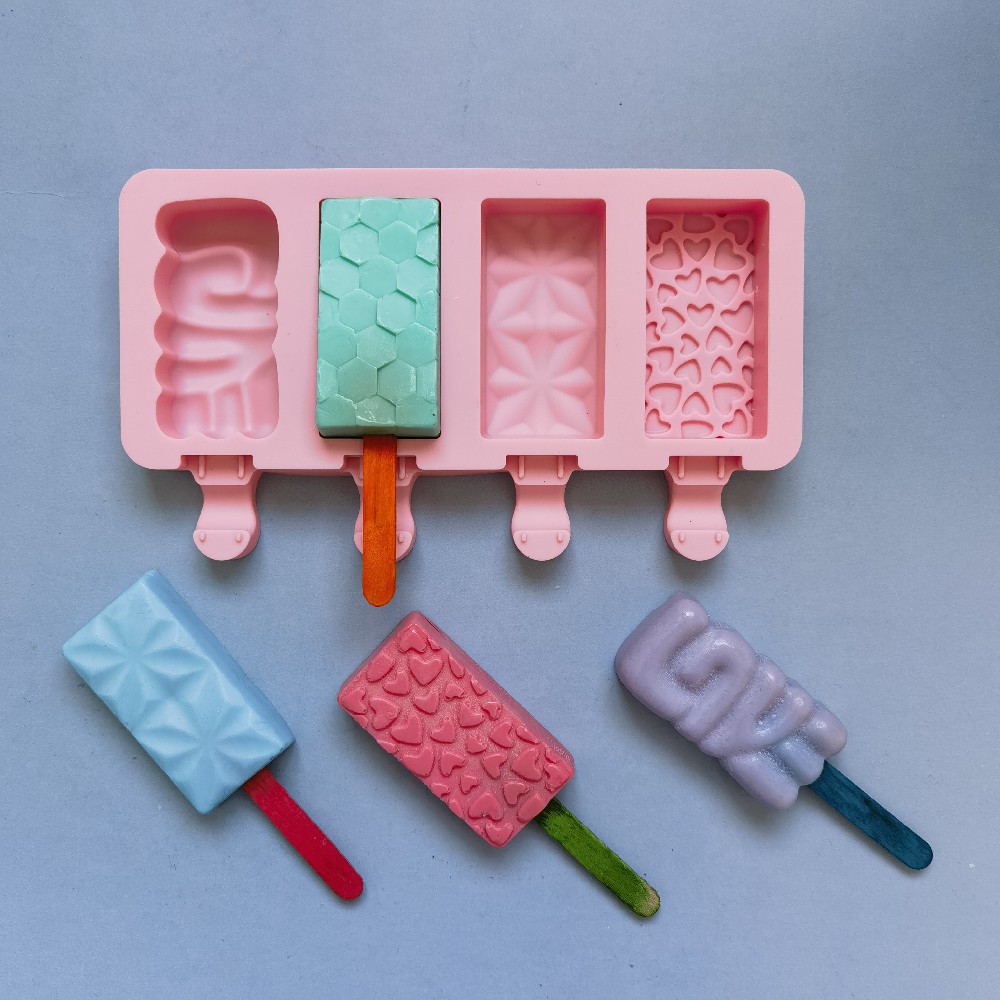 4 Lian Love Crystal Ice Cream 269 Helado Molde de silicona Postre Paletas de hielo Hacer suministros para fiestas de verano