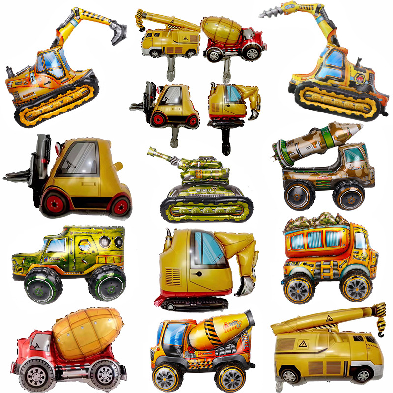 Bestselling New Forklift Bulldozer Vehicle Aluminum Foil Balloon Children's Birthday Theme Party Decor Balloon