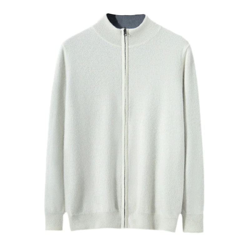 Men's cashmere cardigan, high collar, increased thickness, demi‑season, sizes M–XXXL