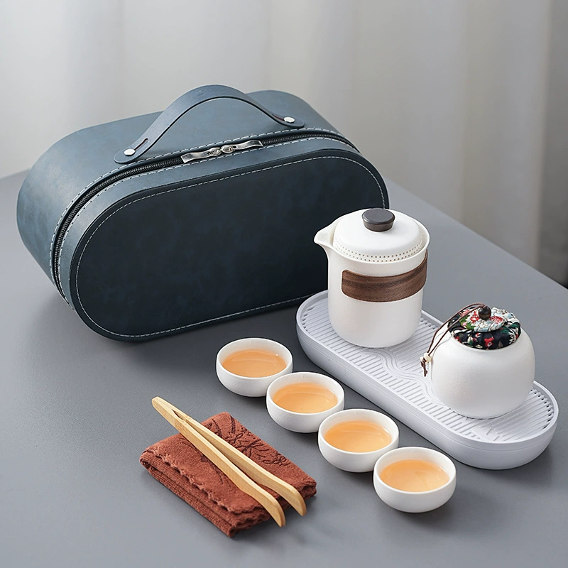 Китайский стиль путешествия кунг-фу чайный набор домашний минималистский чайник керамический чайный чашка открытый чайный поднос портативный пакет