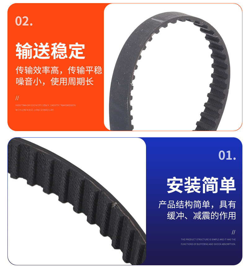 T5 rubber synchronous belt for printers and packaging machines, lightweight transmission belt, can be cut, black circular industrial belt