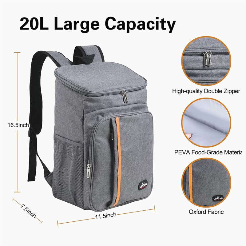 Bolsa térmica de almuerzo 20 L | Mochila impermeable doble con aislamiento para picnic, hielo o comida fría, venta caliente en Amazon