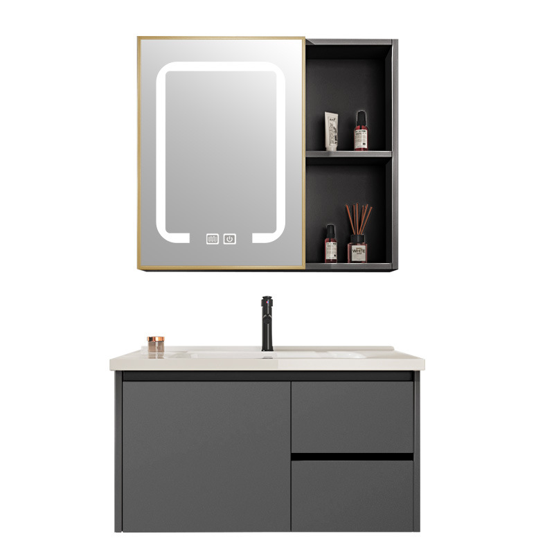 gabinete de baño combinado gabinete de lavabo cerámico todo en uno gabinete de lavabo lavabo gabinete de espejo inteligente lavabo