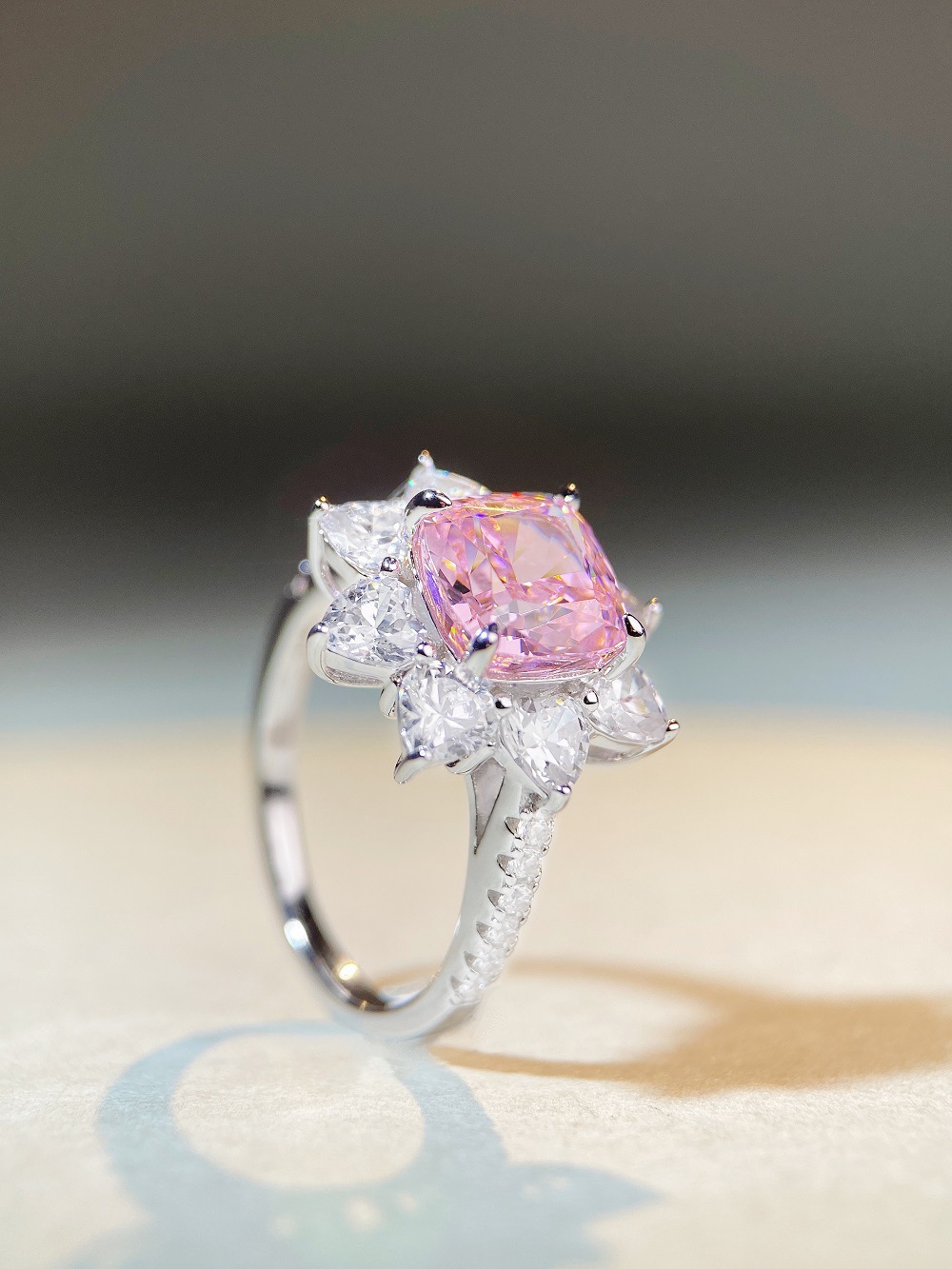 Fashion Flower Sterling Silver Inlay Zircon Rings 1 Piece