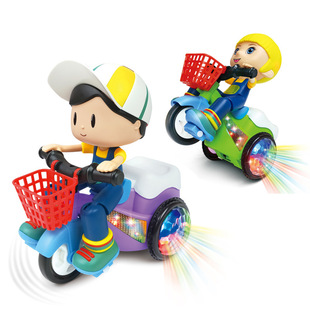 Douyin Same Style Electric Rotating Light Universal Cartoon Stunt Tricycle Educational Toy for Boys and Girls
