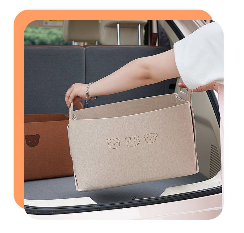 Car Trunk Storage Box Cartoon Bear Large Capacity Car Interior Storage Basket Foldable Car Storage Box